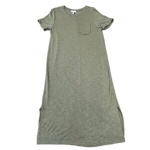 JESSICA SIMPSON midi t-shirt dress size large green side slits pocket